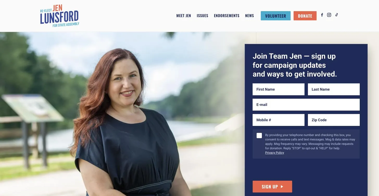 Jen Lunsford for NYS Assembly campaign website
